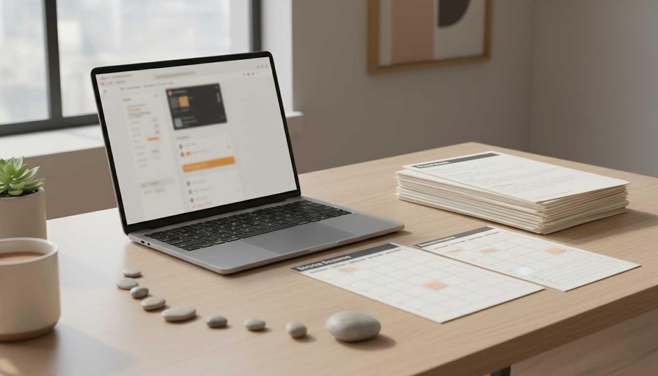 Modern job search workspace showing organized system for completing 100 job applications in 30 days