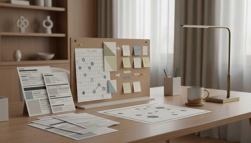 Organized resume strategy setup showing structured career transition planning