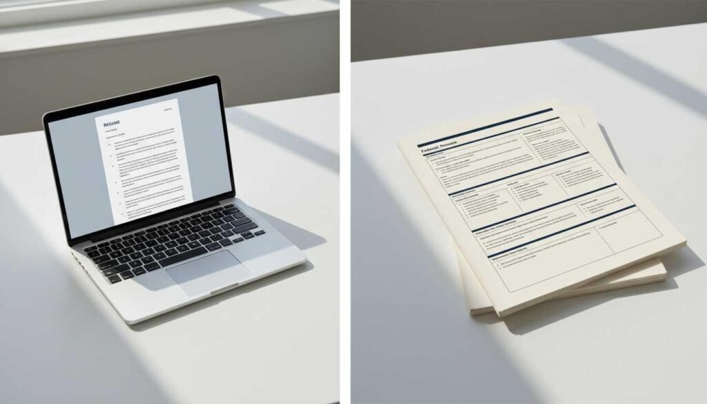 Comparison between AI-generated resumes and human-written federal job resumes