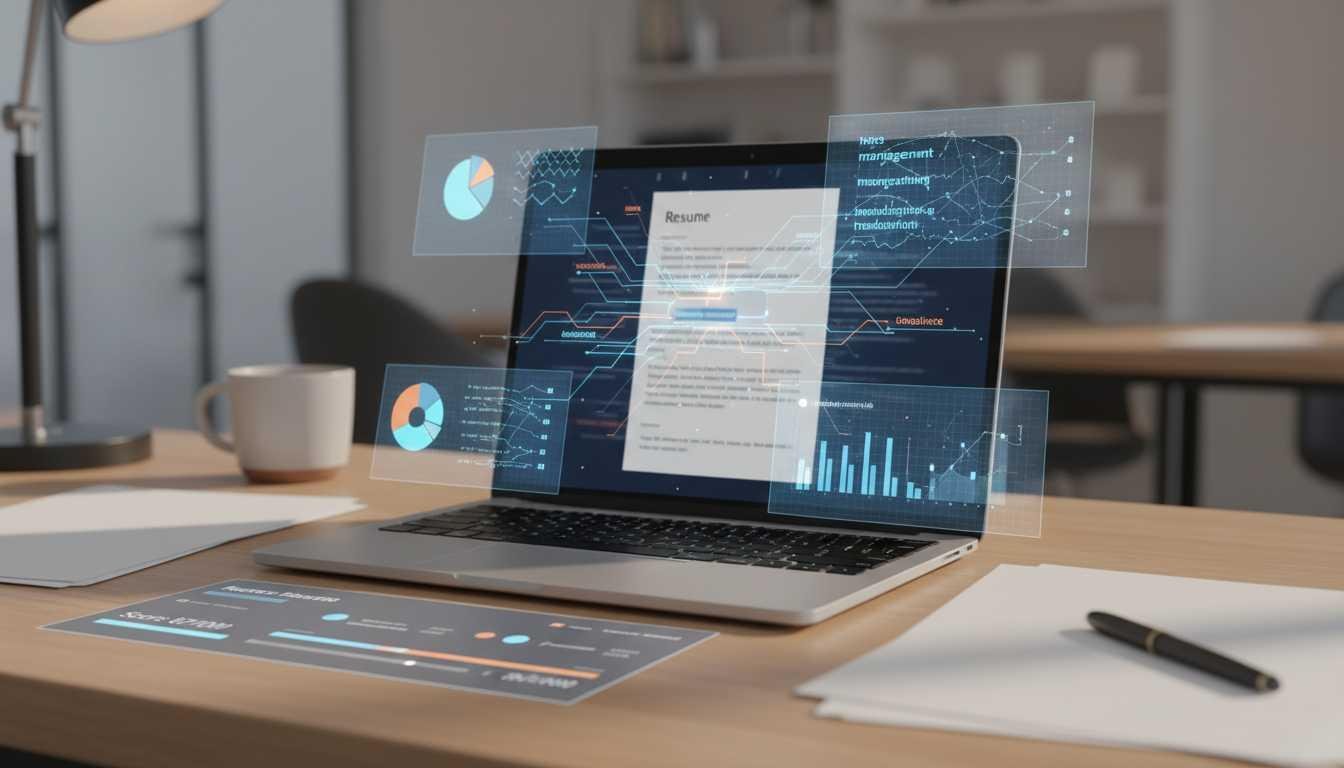 ATS resume testing concept showing digital filtering and keyword scanning of job applications