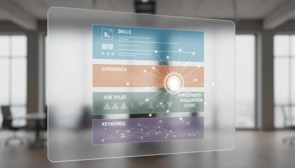 ATS system analyzing resume structure, keywords, and job title relevance