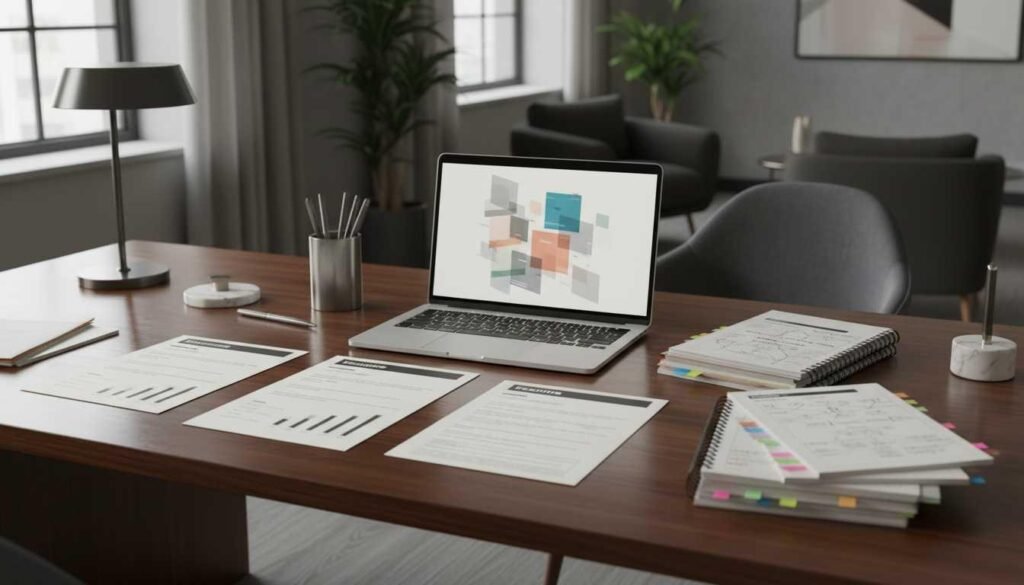 Professional resume writing service workspace and career strategy setup