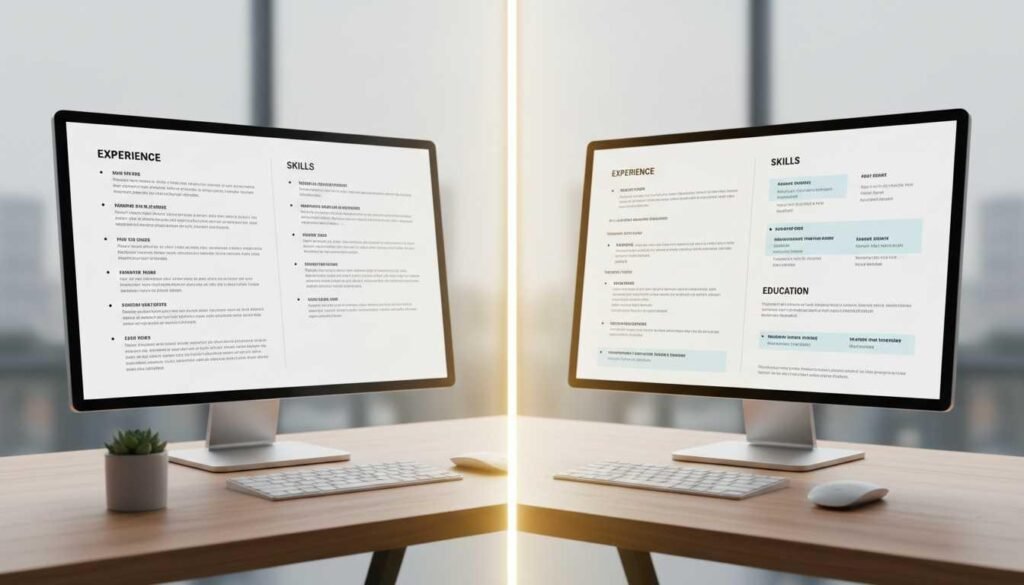 Before and after resume tailoring showing improved ATS optimization and job application impact
