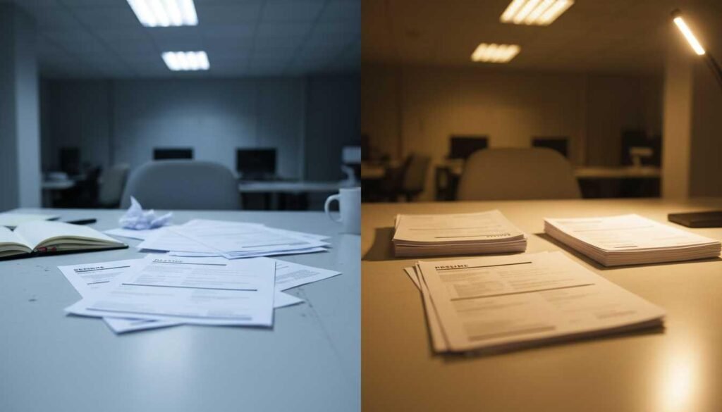 Before and after resume transformation showing improved interview results through better wording