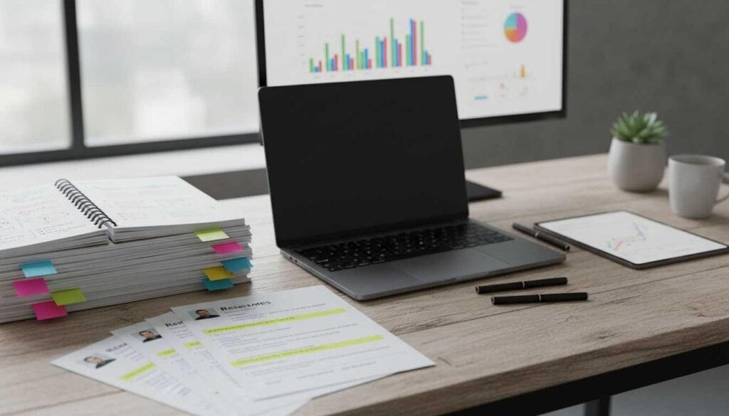 Marketing resume strategy workspace focused on measurable business impact