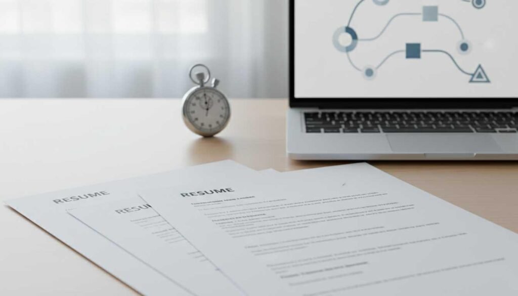 Resume documents and digital hiring workflow illustrating why turnaround time matters in resume services